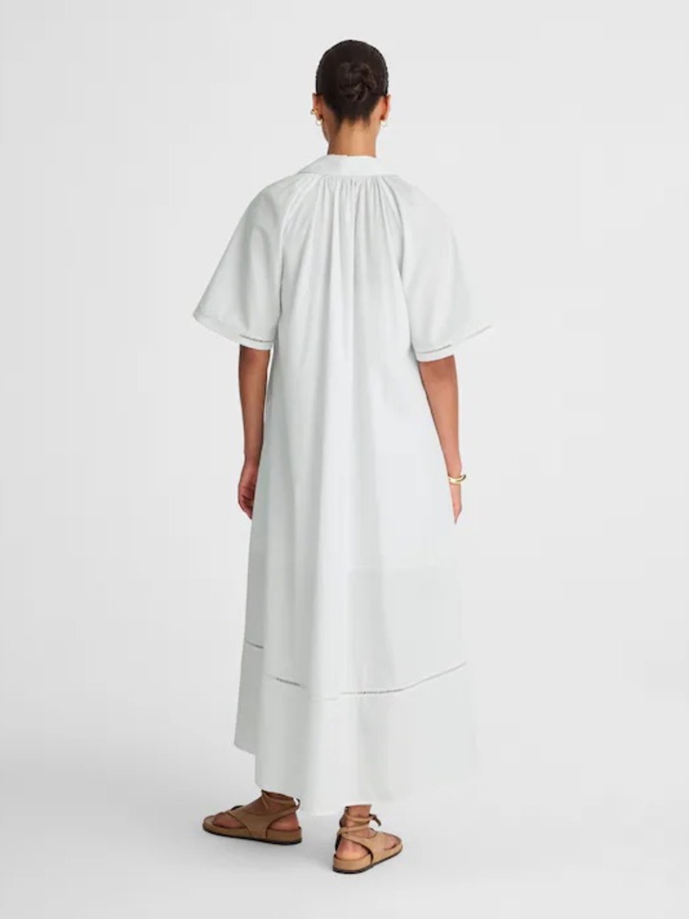 Madewell NWT Poplin Splitneck Midi Shirtdress Size Small in White - Picture 4 of 16